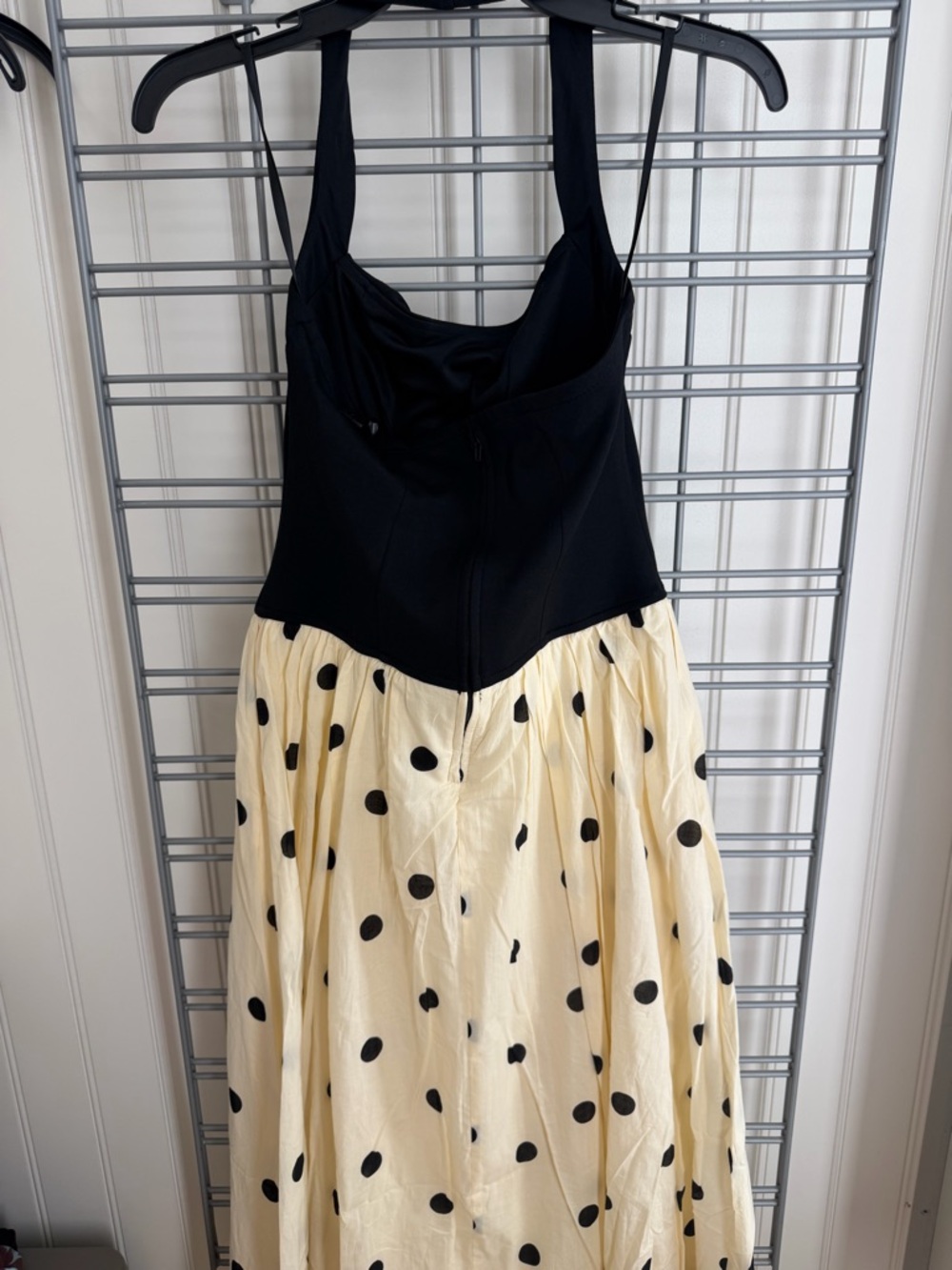 Trixxi Black Bodice Cream Polka Dot Maxi Dress